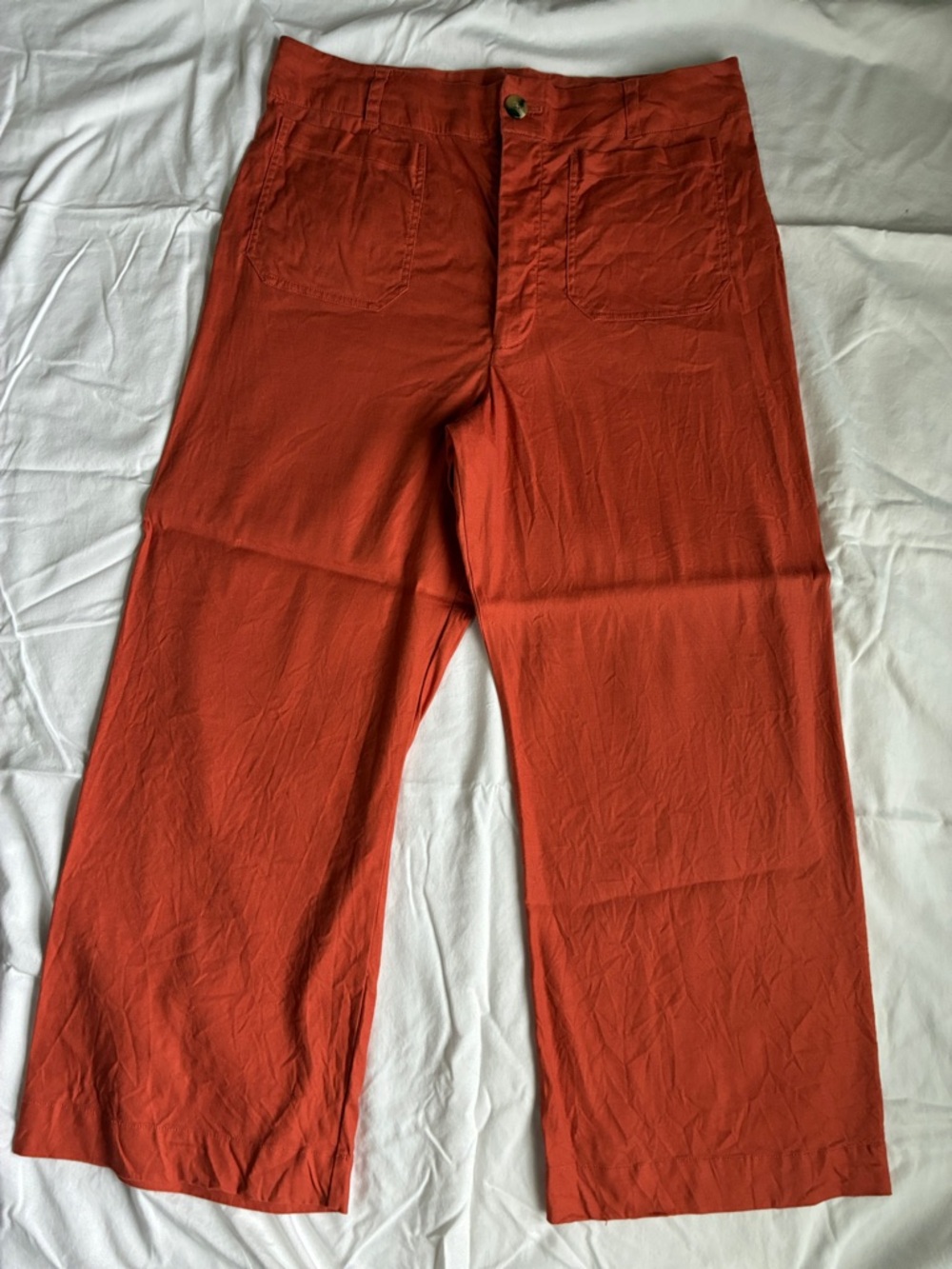 The Colette Wide-Leg Pants by Maeve Linen Edition Size 34t Dusted Brick